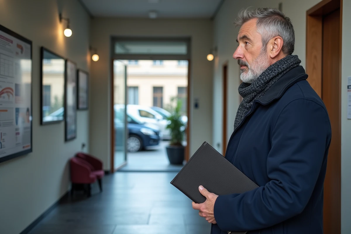 Homme en veste dans la salle d
